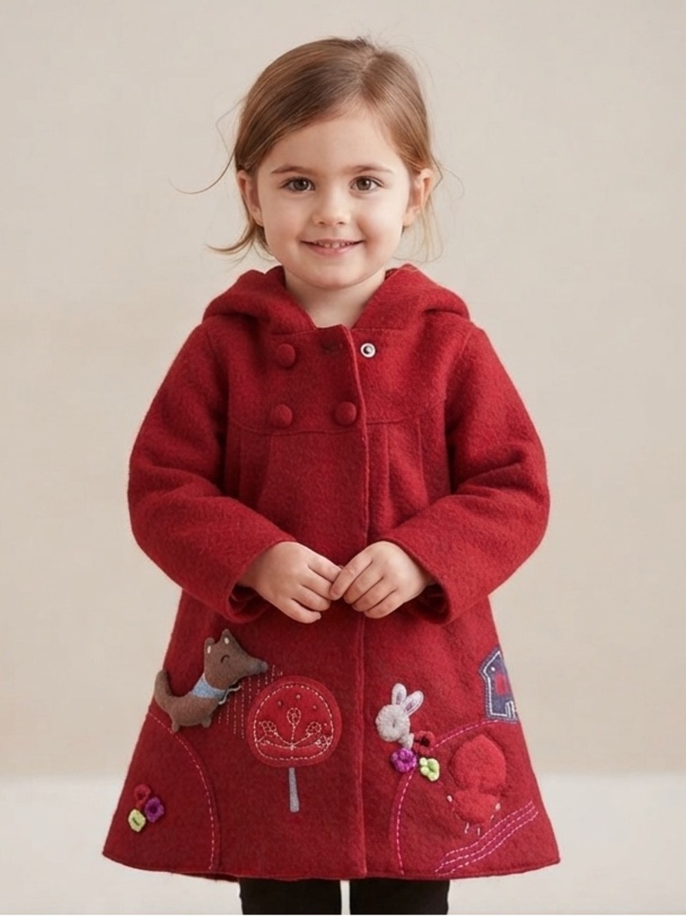 NWT Du Pareil Au Meme Sz 12 Months Red Boiled Wool Little Red Riding Hood Coat